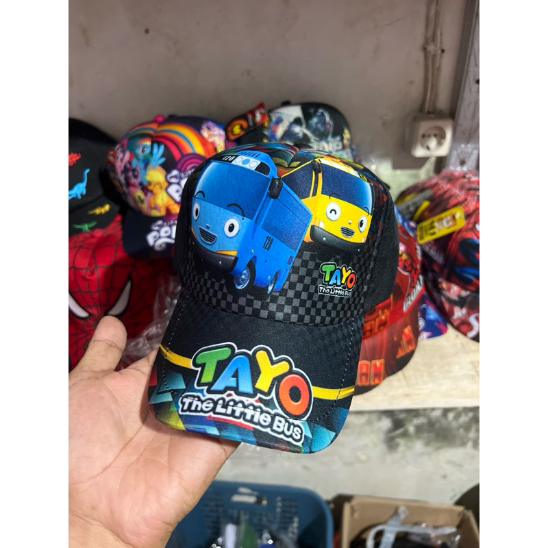 TOPI KARAKTER BUS TAYO COWOK CEWEK ANAK FULLPRINT