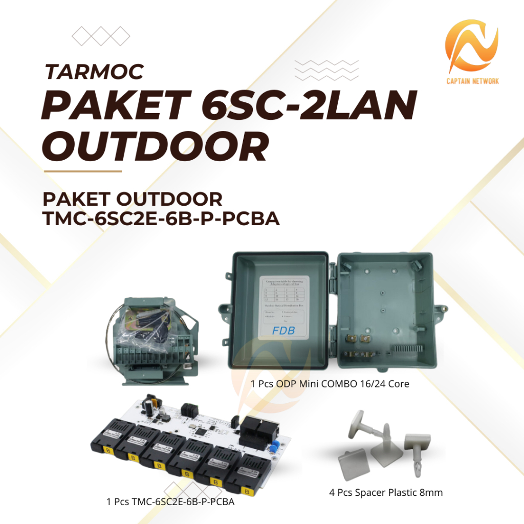 Paket Outdoor Tarmoc TMC-6SC2E POE in (5-24V)|6FO 2LAN Media Converter