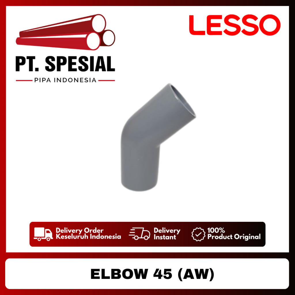 Knee 45 PVC 1/2 Inch AW Lesso / Keni Knee PVC AW / Elbow 45 PVC AW Lesso - 07