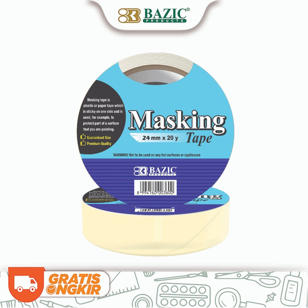 

Bazic Masking Tape 24mm x 20y - Lakban