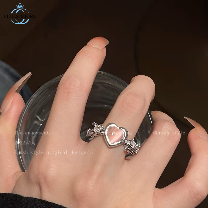 terlaris cod cincin love korea wanita model fashion cincin zirkon hati cincin adjustable cincin
