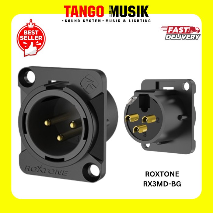 SOKET CASIS CANON JANTAN HITAM MATRIX ROXTONE RX3MD-BG ORIGINAL / Soket XLR Male Hitam Emas Socket X
