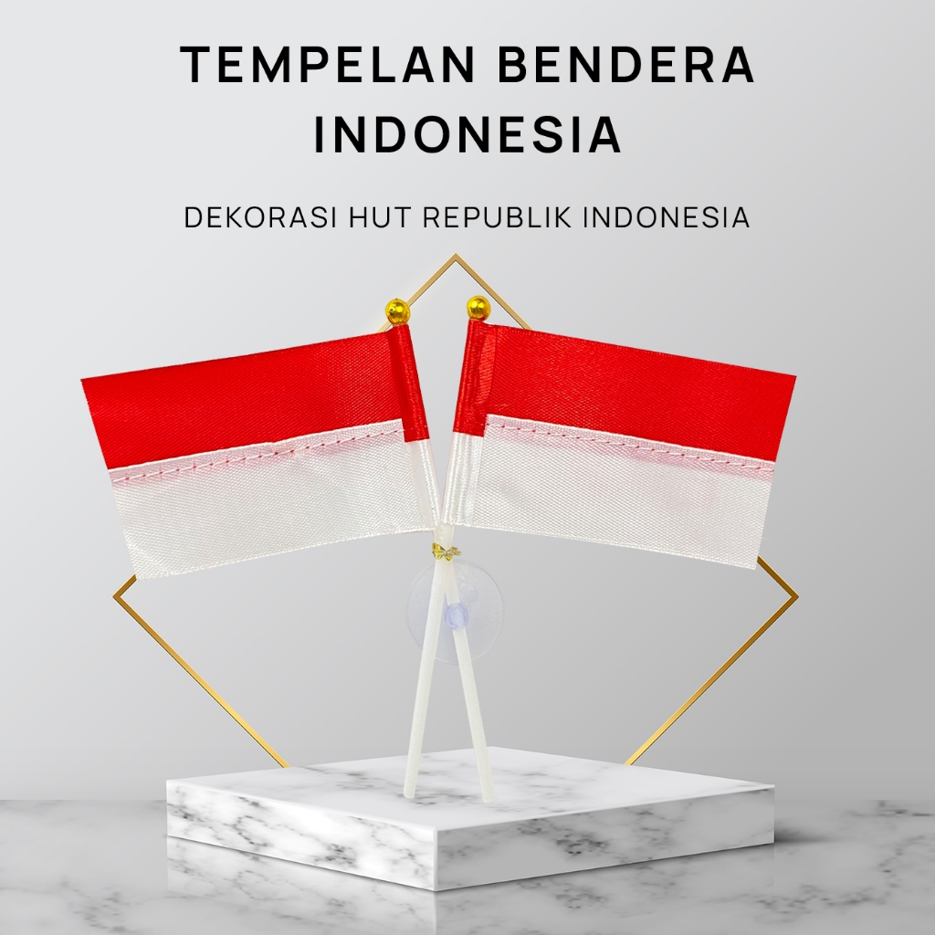 Bendera Tempel Merah Putih / Bendera Tempel Kaca Mobil Merah Putih / Bendera Ceplok Merah Putih