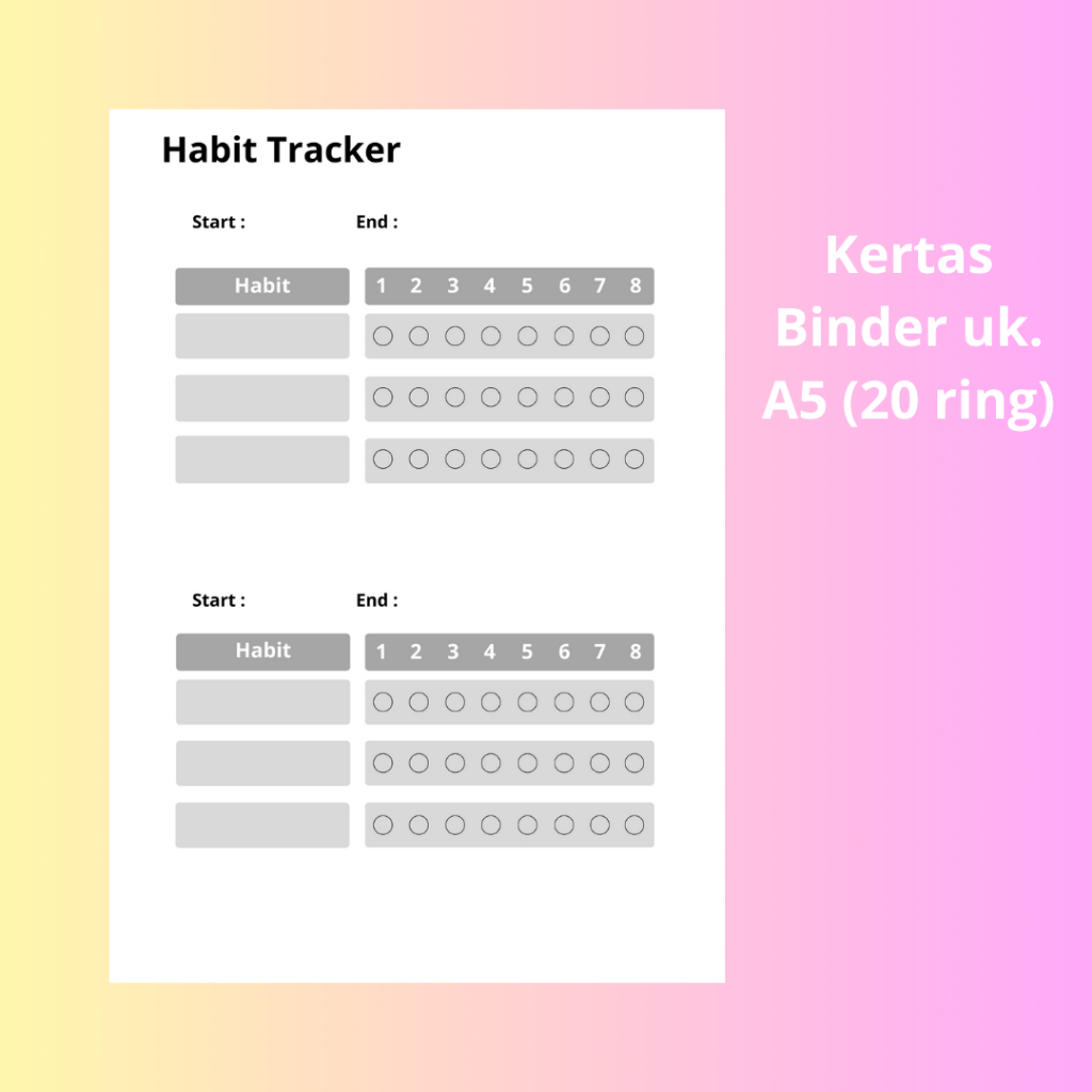 

Habit Tracker Gaya Klasik Kertas Binder A5 20 Holes Binder Planner Track Kebiasaan