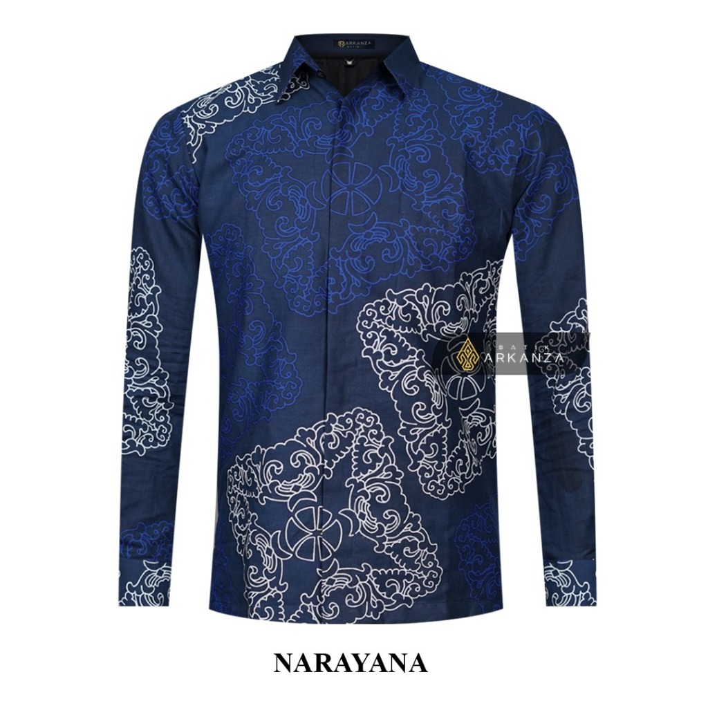 BATIK ARKANZA Motif NARAYANA Kemeja Batik Pria Slimfit Full Lapis Furing Lengan Panjang