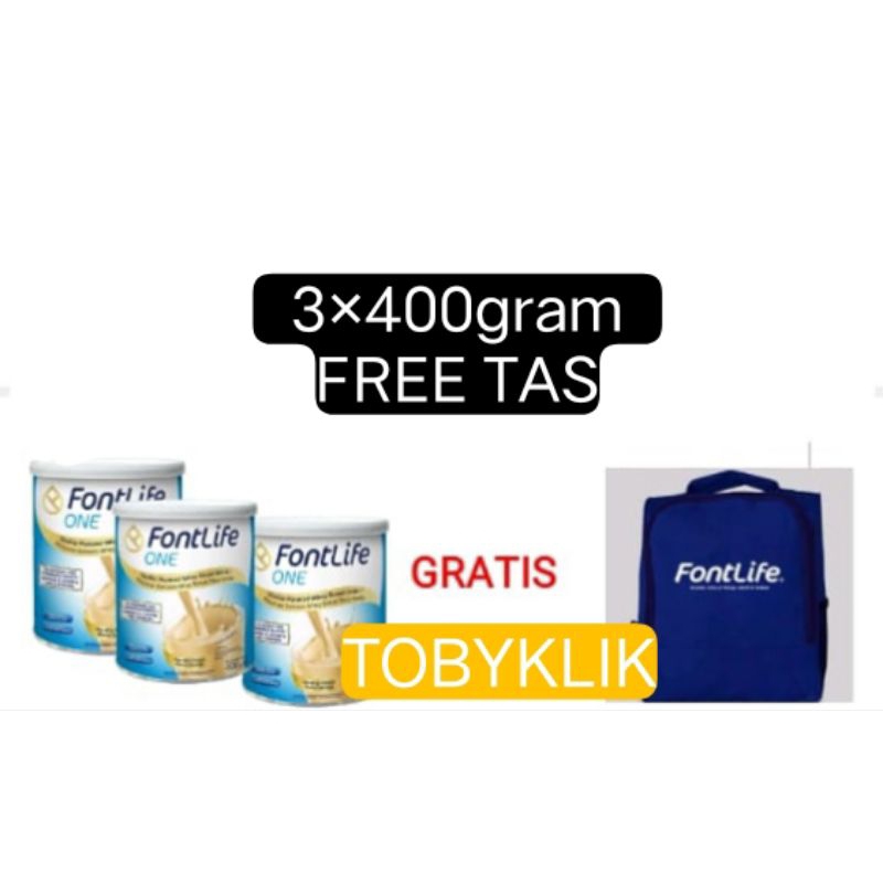 

!! PAKET FONTLIFE ONE 400gram isi 3pcs / 3kaleng !! FONTLIFE ONE 400gram Susu dengan Nutrisi Lengkap dan Seimbang || BUY 3 FREE TAS ||