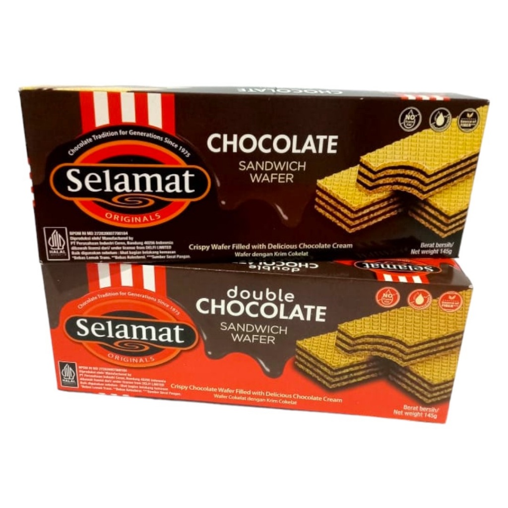 

Biskuit wafer sandwich coklat cokelat golden double chocolate biscuit Selamat