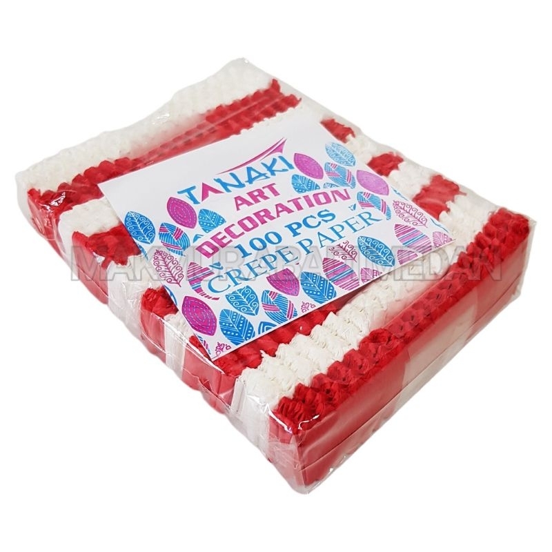 

Kertas Krep Potong Merah Putih / Kertas Hiasan Dekorasi 17 Agustus HUT RI / Kertas krep 3cm isi 100 Pcs / Crepe Paper