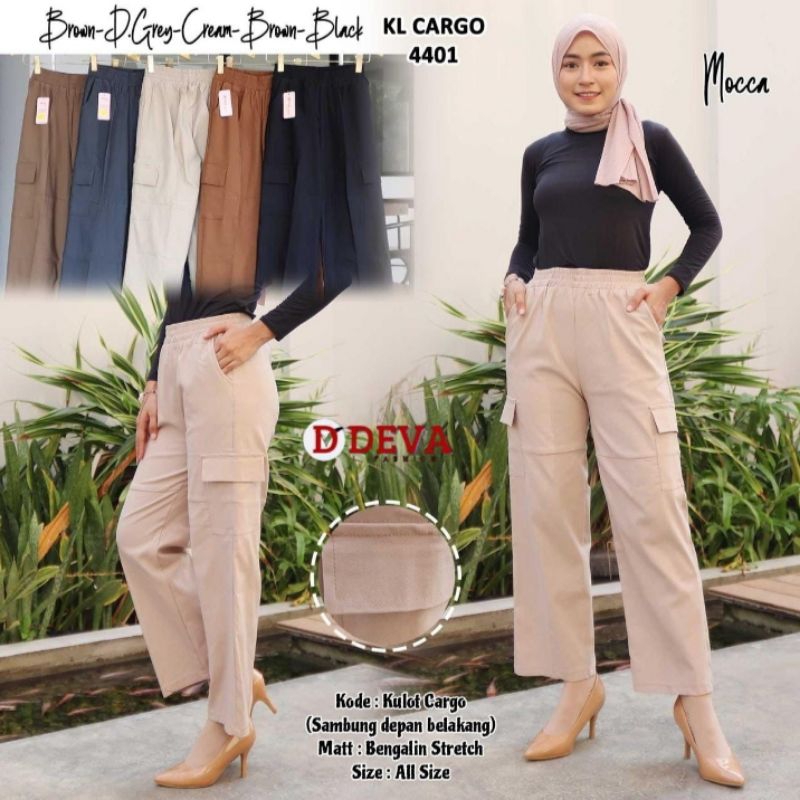 Celana Kulot Kargo Import Brand Deva Kargo Pants Bengalin Stretch Premium