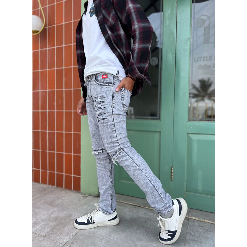 Celana Jeans Ripped Pria Premium Reizan Denim