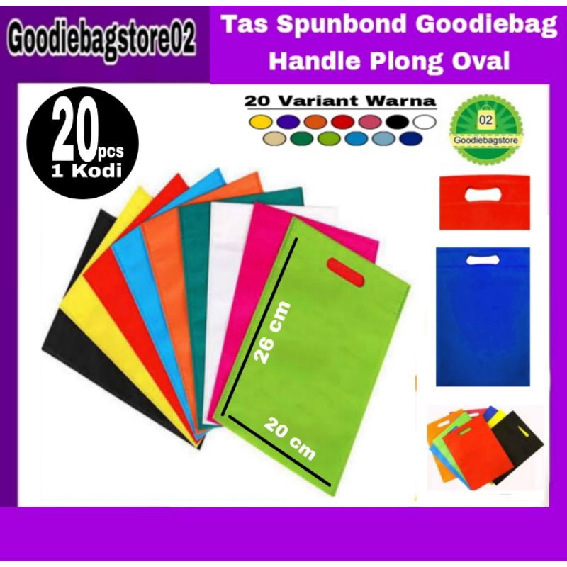 

1 Kodi isi 20 Tas Kain Spunbond / Goodiebag model oval Ukuran S = 20x26 cm Kantong Souvenir Murah