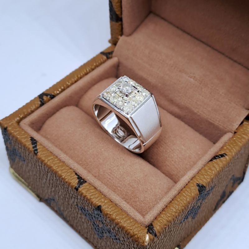 Cincin Silver Pria Mewah Berlian Asli