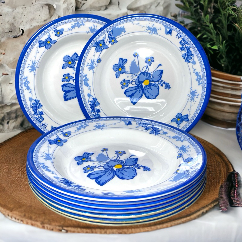 PIRING ISI 6 PCS & 12 PCS/1 LUSIN PCS  PIRING MAKAN MELAMIN MOTIF BUNGA CANTIK