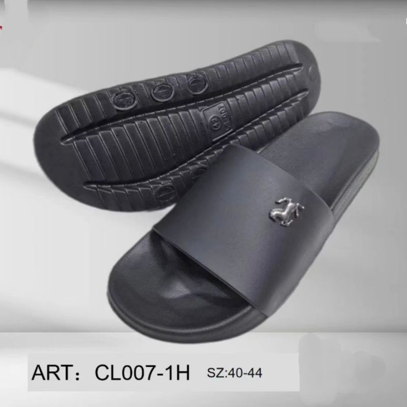 HILO'S EXQUISITE sandal karet super premium hitam polos slip on terbaru