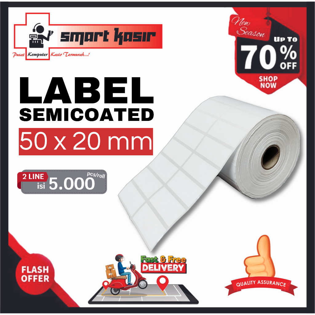 

Label Sticker Semicoated 50 x 20 mm