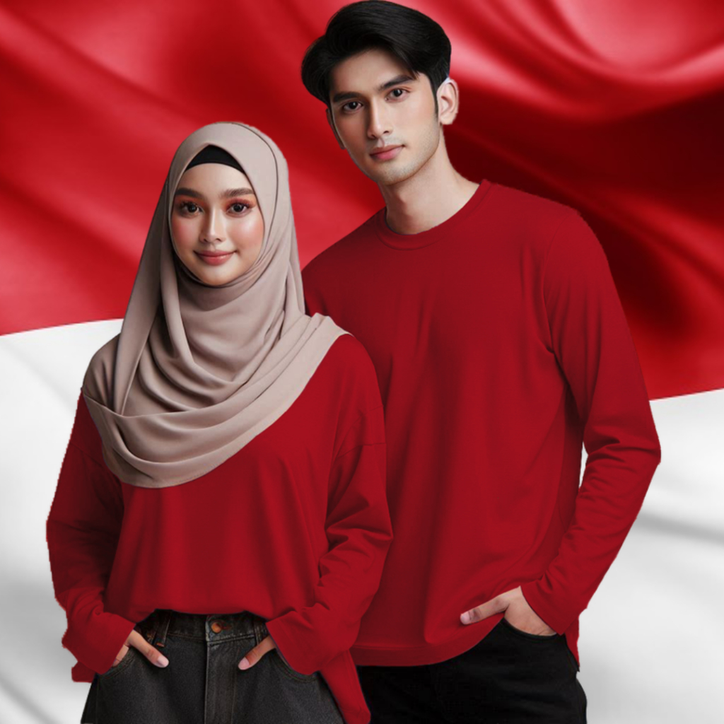 Kaos Lengan Panjang Merah Maroon Polos Kaos Warna Maroon Pria Kaos Maroon Wanita