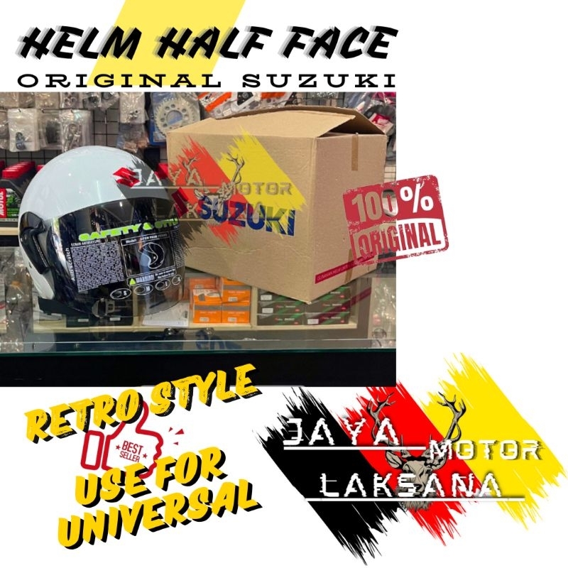 HELM HELMET SUZUKI ORIGINAL HALF FACE HALFFACE RETRO BOGO CLASSIC