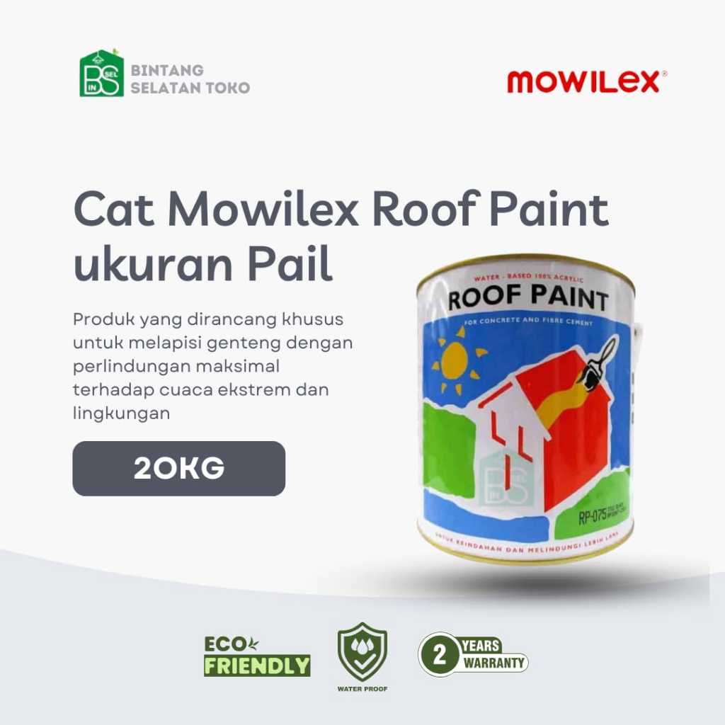 Cat Mowilex Roof paint ukuran pail / 20kg cat genteng