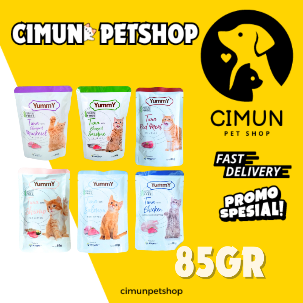 Yummy pouch cat 85gr kitten & adult ALL VARIANT yummy cat wet food