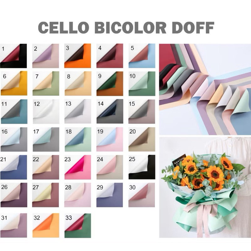 

Kertas Cellophane Bicolor Doff / Kertas Buket Dua Warna