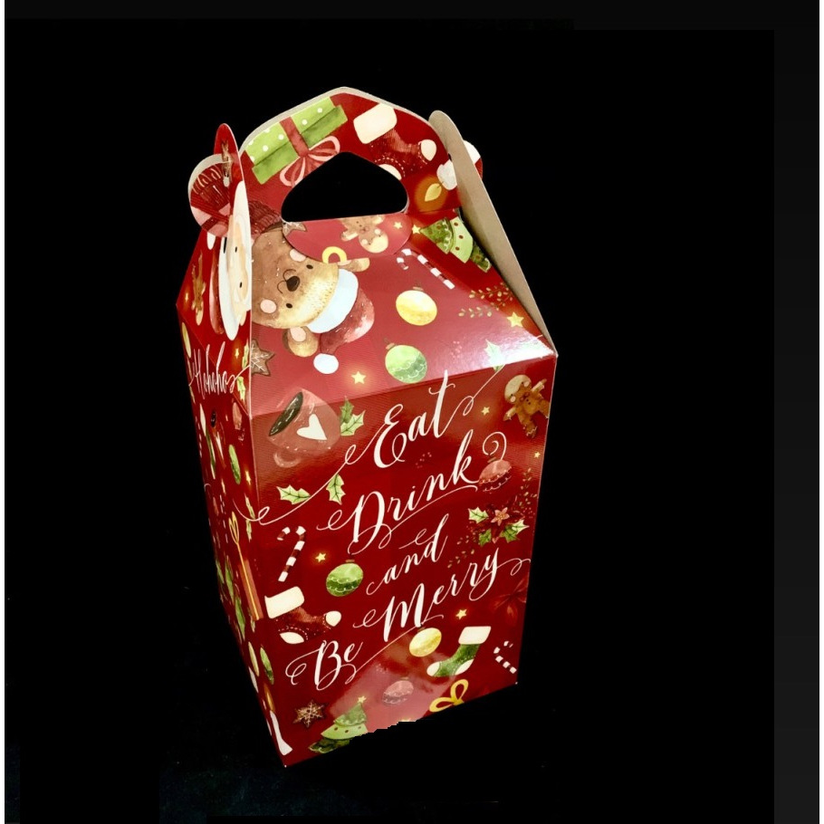 

( 5 pcs ) Box Hampers Kue Kering Natal Christmas Dus Jinjing Muat 3 Toples Cookies Kue Kering 500gr