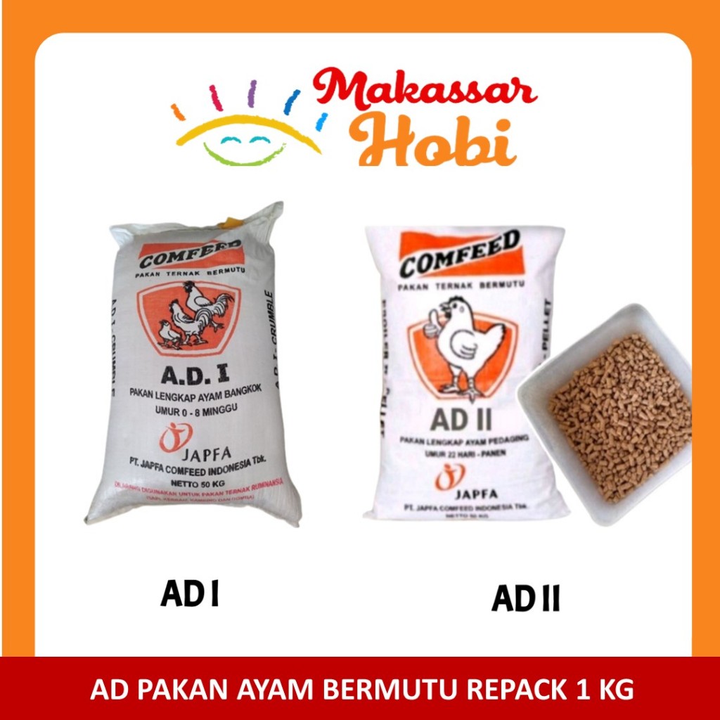 AD 1 dan AD 2 Pakan Ayam Bangkok Japfa Pur Ayam Aduan Repack 1kg 1 kg