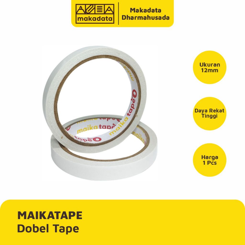 

PEREKAT 2 SISI | ISOLASI DOUBLE TAPE MAIKATAPE 12MM (1 PCS)