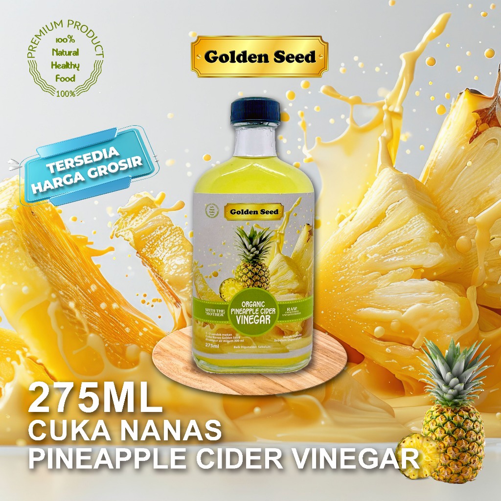 

CUKA NANAS GOLDENSEED 275ML/ CUKA NANAS PREMIUM WITH MOTHER 275 ML - PINEAPPLE CIDER VINEGAR 275ML (BOTOL KACA)