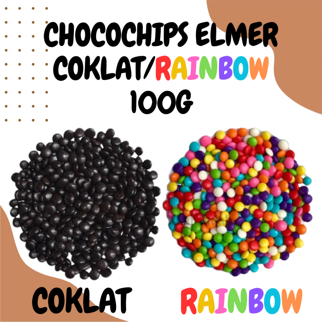 

CHOCOCHIPS ELMER COKLAT/RAINBOW 100G