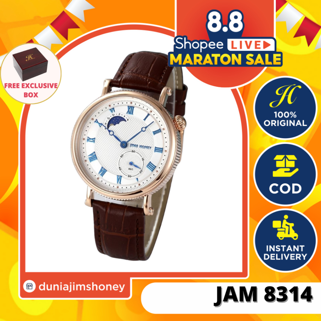 Jims Honey Jam Tangan 8314 Analog Jimshoney Cowok Branded Murah Elegan Quartz Keren Pria JH