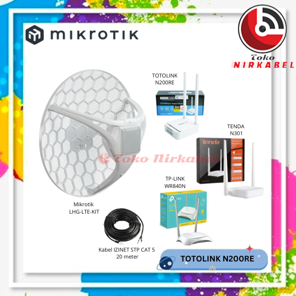 Paket Hotspot LTE 4G Mikrotik LHGG LTE6 kit + Wireless Router Indoor Siap Pakai