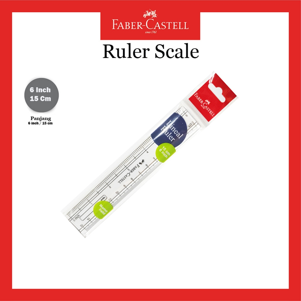 

Penggaris Faber Castell 15 cm / Plastik Keras Tebal / Ruller Scale / Penggaris Scale 6"/15 cm