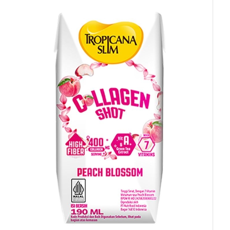 

tropicana slim collagen shot minuman tinggi serat peach blossom 190 ml