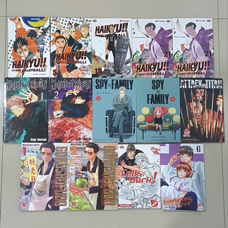 [BACA DESKRIPSI] PRELOVED Komik Haikyuu, Jujutsu Kaisen, Spy x Family, Attack on Titan, Gokushufudo,