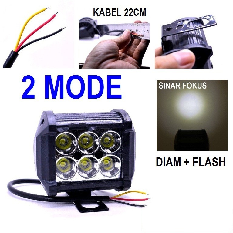 88O LED KOTAK 6 MATA Hjg Icc Cod Lampu Kotak Led Sorot 6 Mata Tembak 2 Mode Flash Kedip Strobo 12v 1