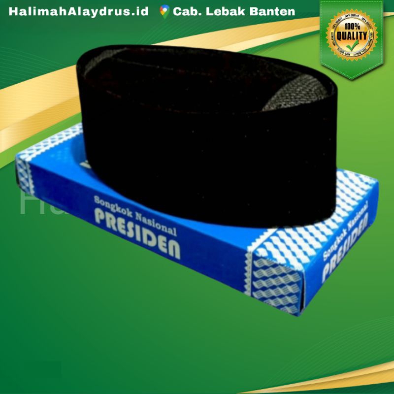 Songkok Nasional ( Warna Hitam - AC ) 5,6,7,8,9,10 Tinggi 7 CM / Versi Pendek Merk Presiden