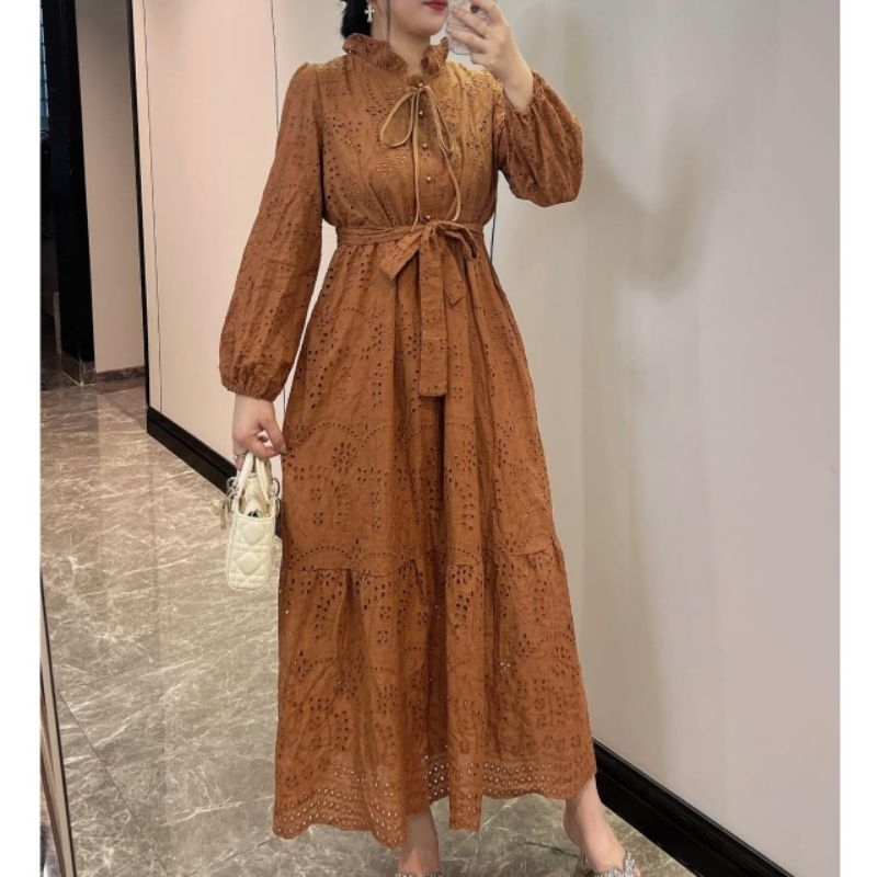 58600 BAJU MAXIDRESS LONGDRESS SALE MURAH DRESS 3M THREE M SHARMA EMBROIDERED COTTON KATBOL DRES KOR