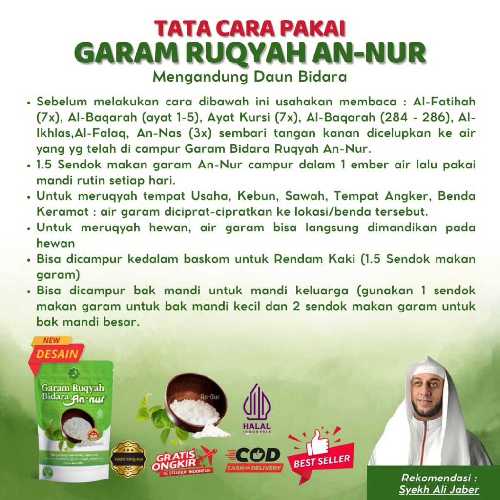 

Garam An-Nur Sudah Di Asma Penangkal Aura Negatif Dalam Tubuh (Ukuran 500gr)