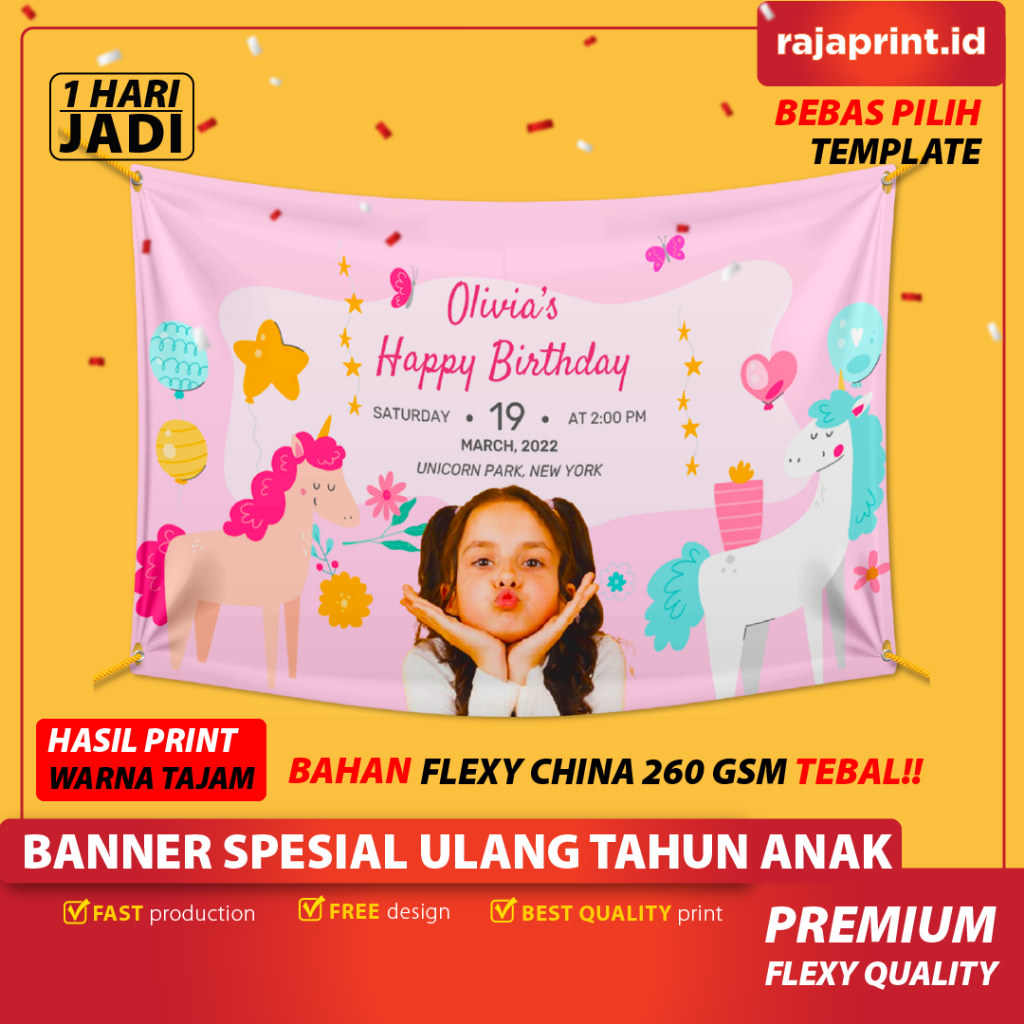 BANNER ULANG TAHUN TERLARIS TERBAIK TERMURAH/ BANNER ULANG TAHUN ANAK PEREMPUAN  / SPANDUK ULANG TAH