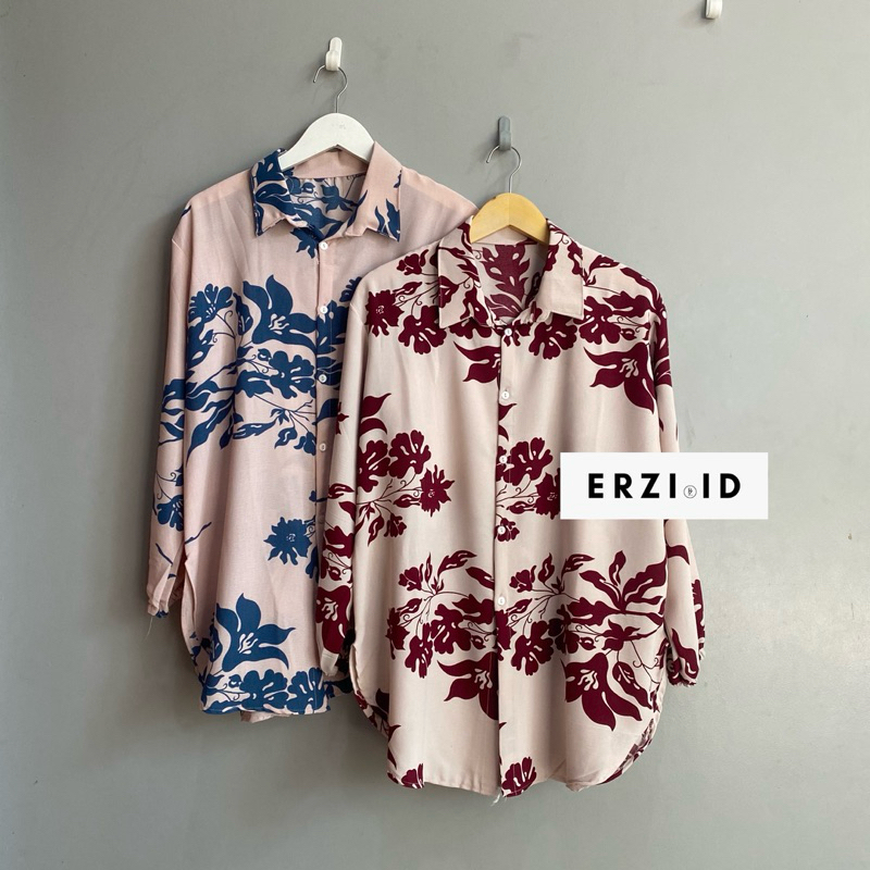 Tunik Sera Crinkle Motif Bunga Tunik Wanita Pinggang Oval