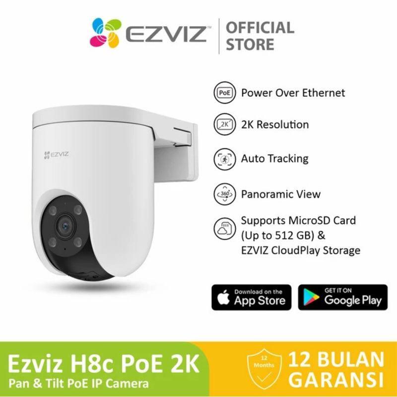 Ezviz H8C POE 2K Smart Home Pan & Tilt Poe IP Camera CCTV Outdoor