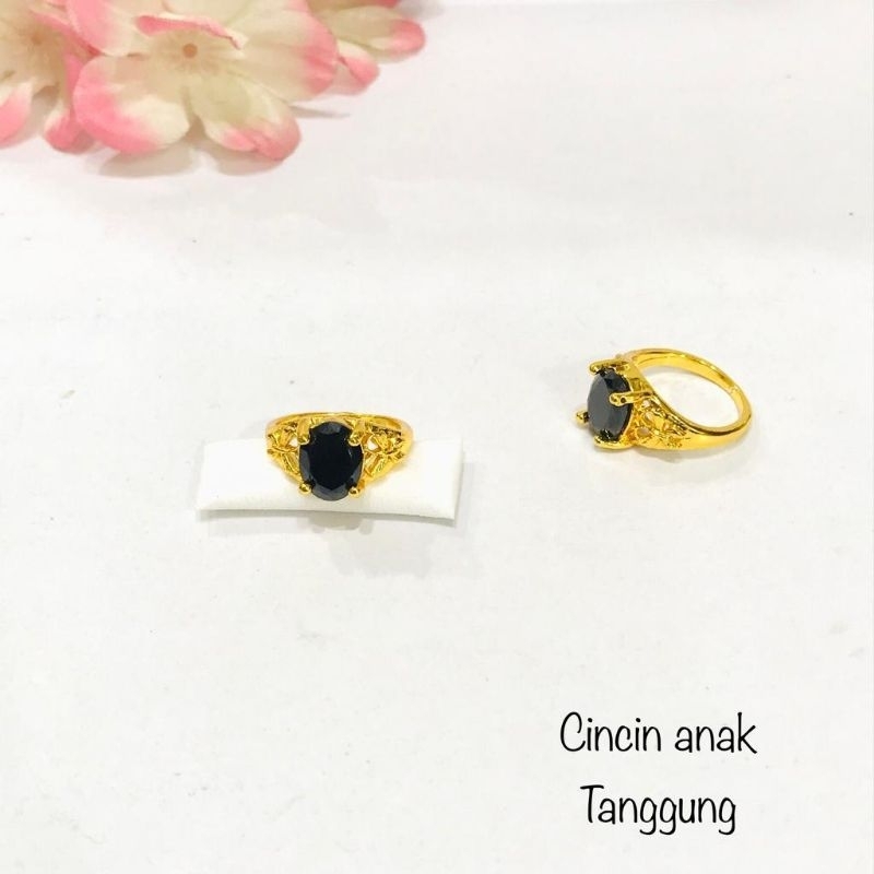 cincin xuping anak permata hitam mengkilap
