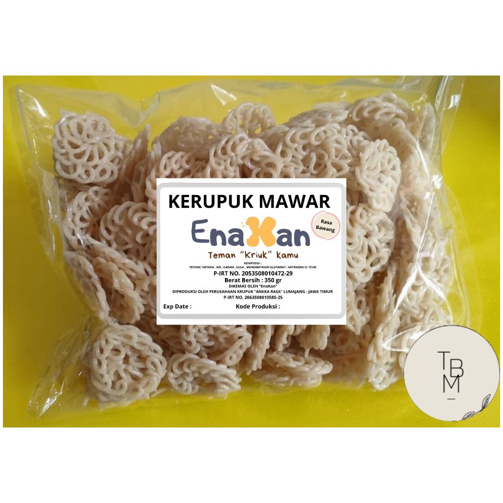 

Kerupuk Mentah Mawar Kecil "EnaKan" Rasa Bawang 350gr