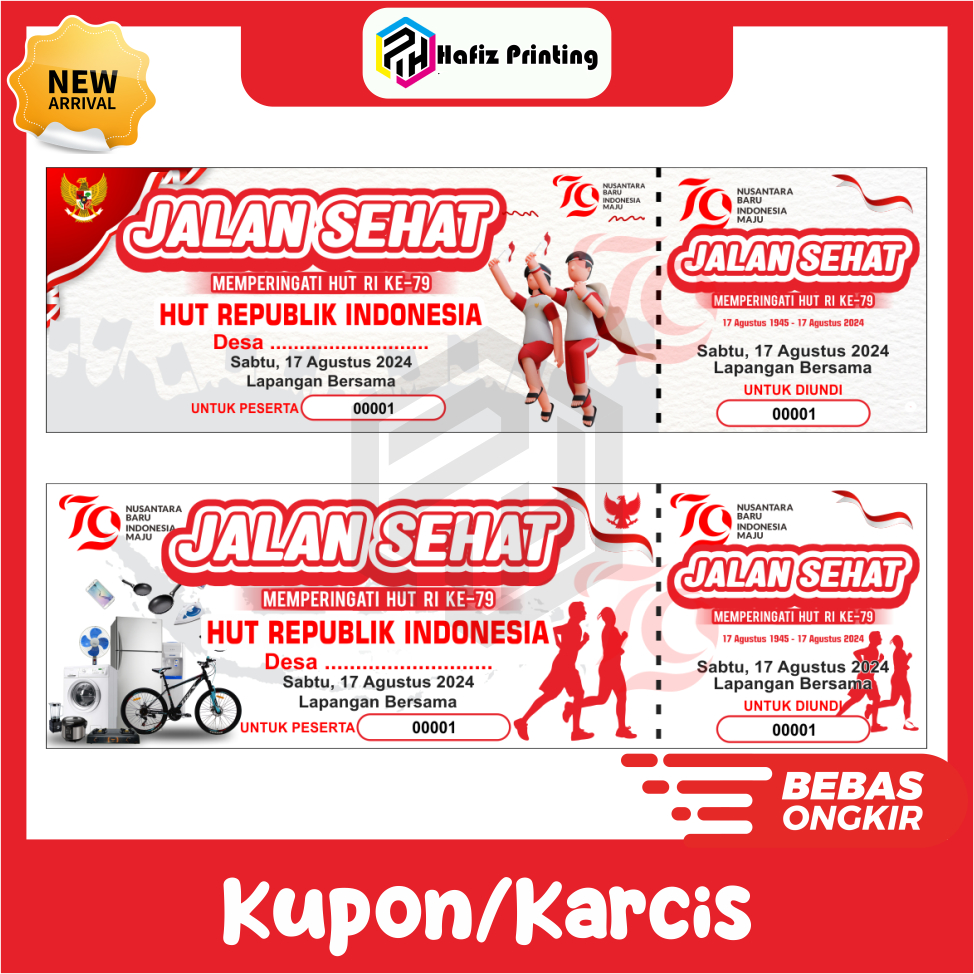 Cetak kupon custom/ kupon jalan sehat/ karcis parkir/ kupon undian