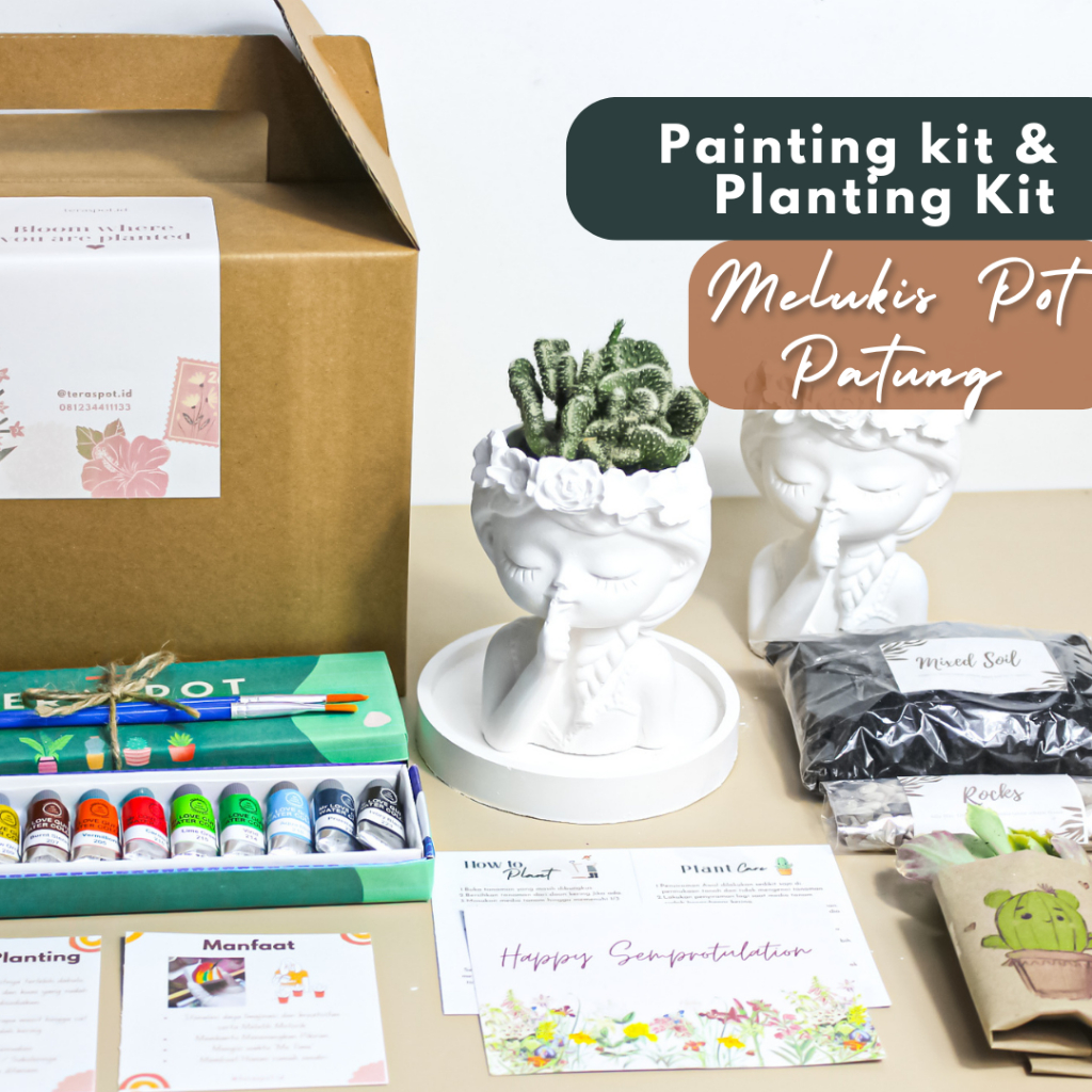 

Melukis dan Menanam Pot Amora kaktus Sukulen - Painting kit dan Planting Kit Cactus Succulent - Gift