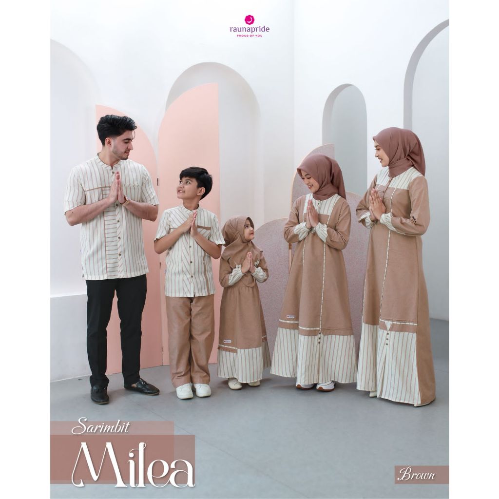 ( Sarimbit Rauna Sarimbit Milea Brown) Gamis Dewasa Rauna RGF Koko Rauna RKF Koko Anak Laki laki RKA