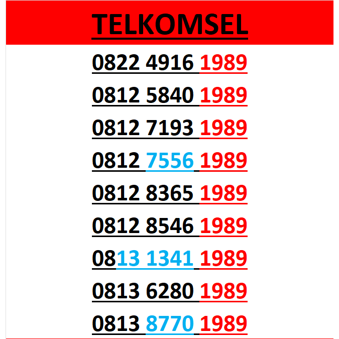 Nomor cantik telkomsel simpati 4g 5g seri tahun 1989 r160