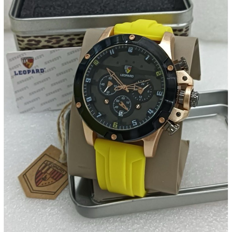 Jam Tangan Pria Original Leopard Rubber