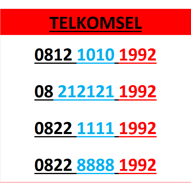 Nomor cantik telkomsel 4G 5G seri tahun 1992 r3000
