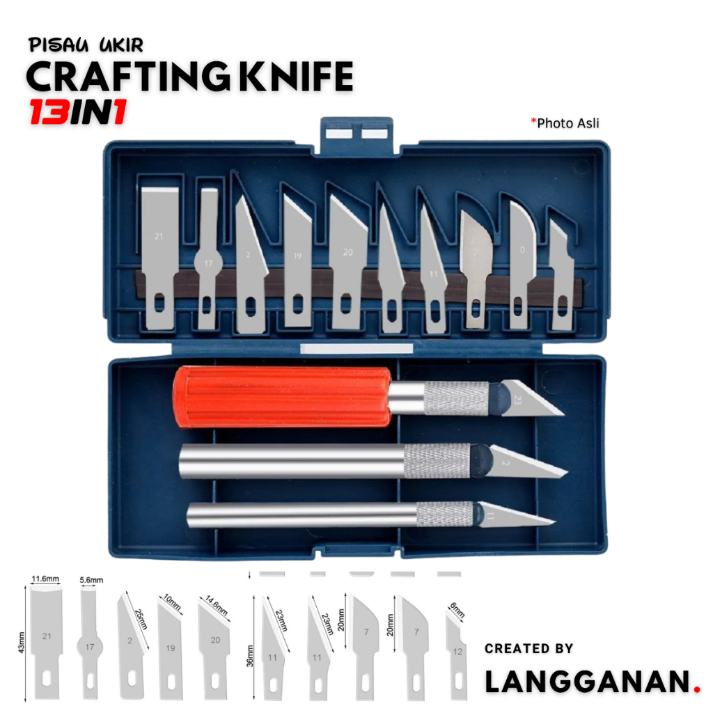 

Knifezer Pisau Ukir Seni 13 in 1 Art Crafting Knife 3 Handle Aluminimum Banyak Pilihan Mata Pisau